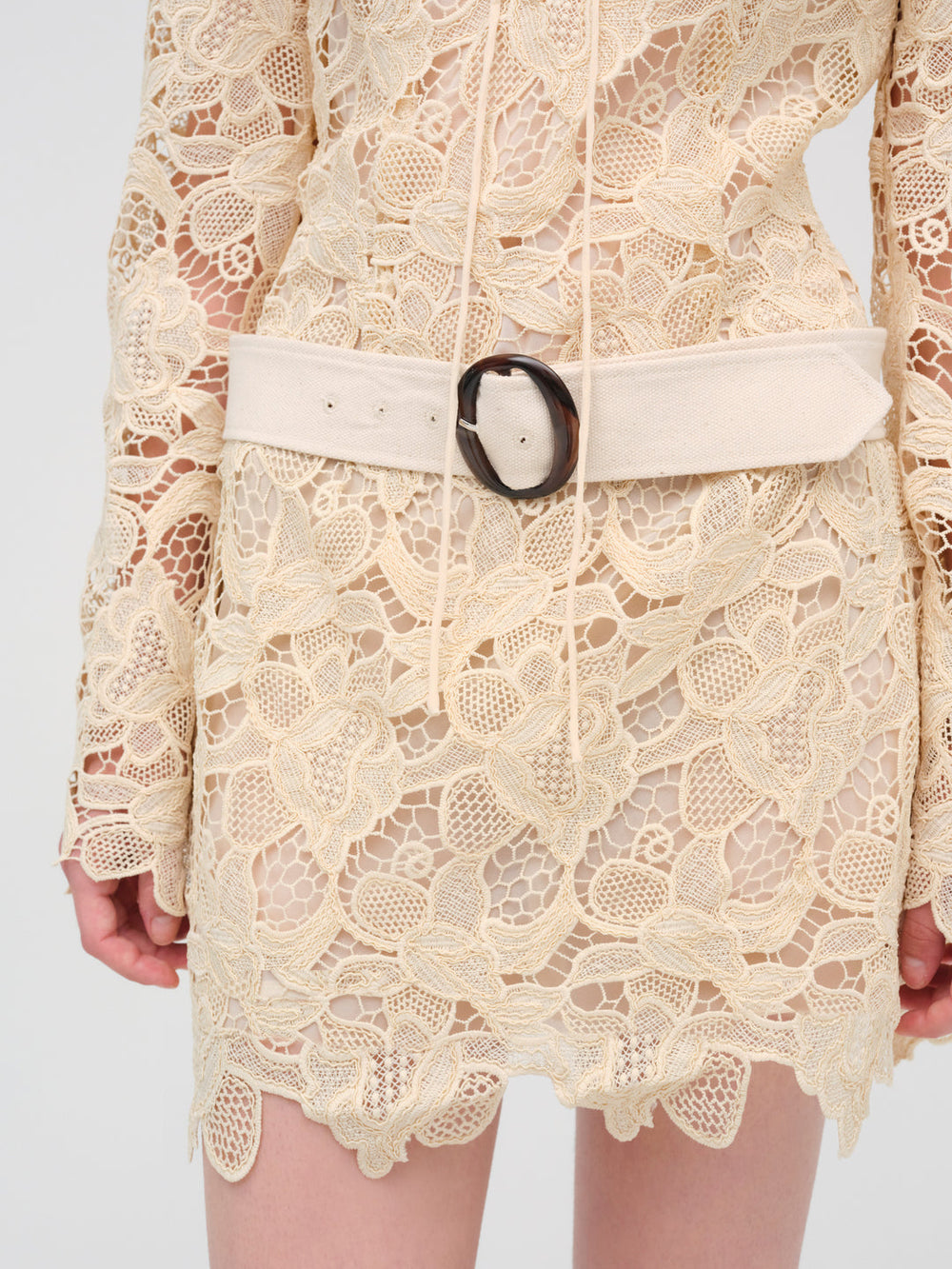 Women Coco Lace Long Sleeve Mini Dress - Cream