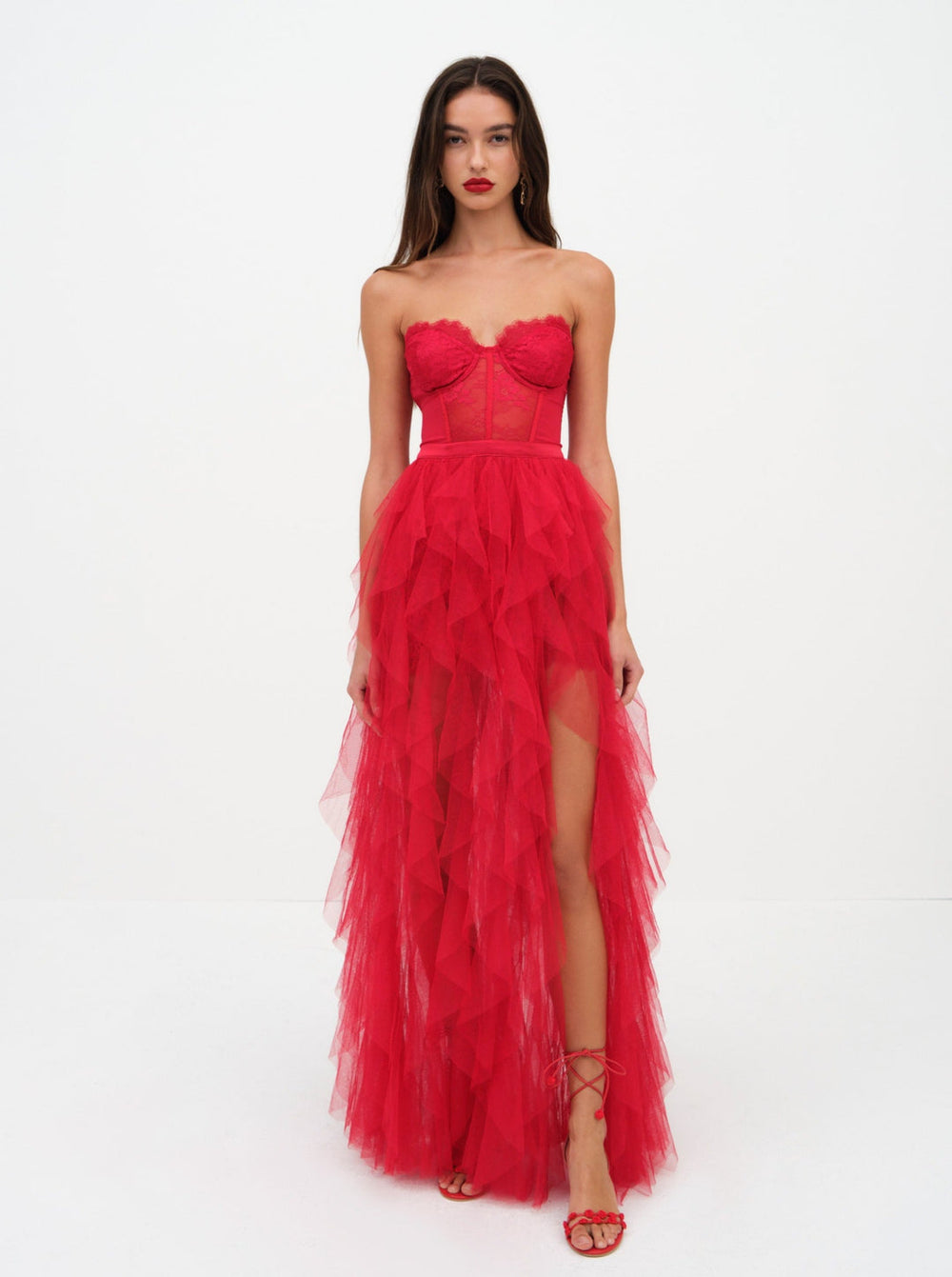 Women Bustier Gown - Red