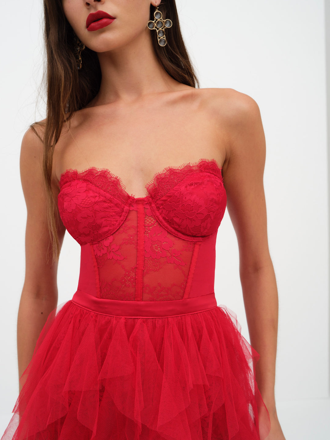 Women Bustier Gown - Red