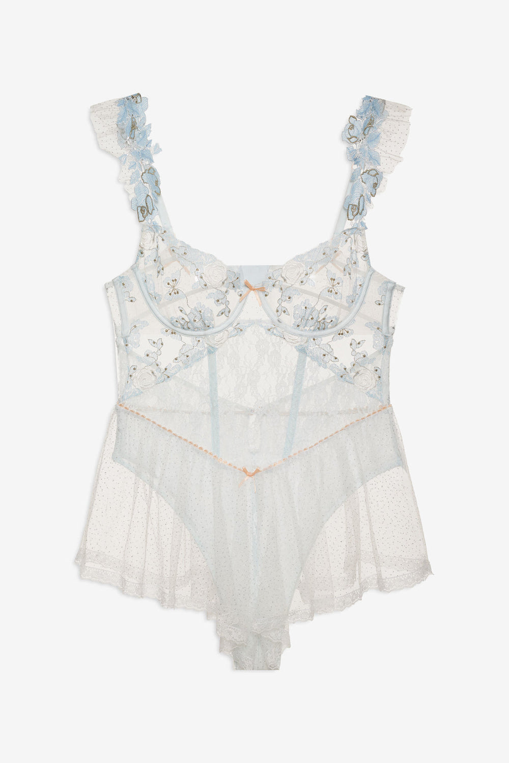 Women Winter Roses Romper - Blue