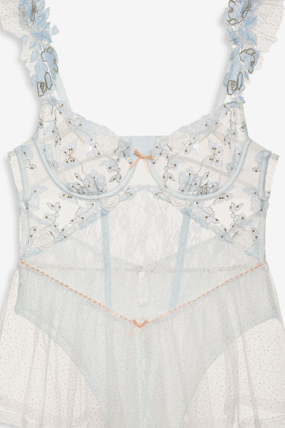 Women Winter Roses Romper - Blue