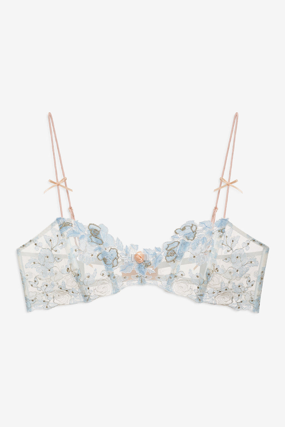 Women Winter Roses Bra - Blue