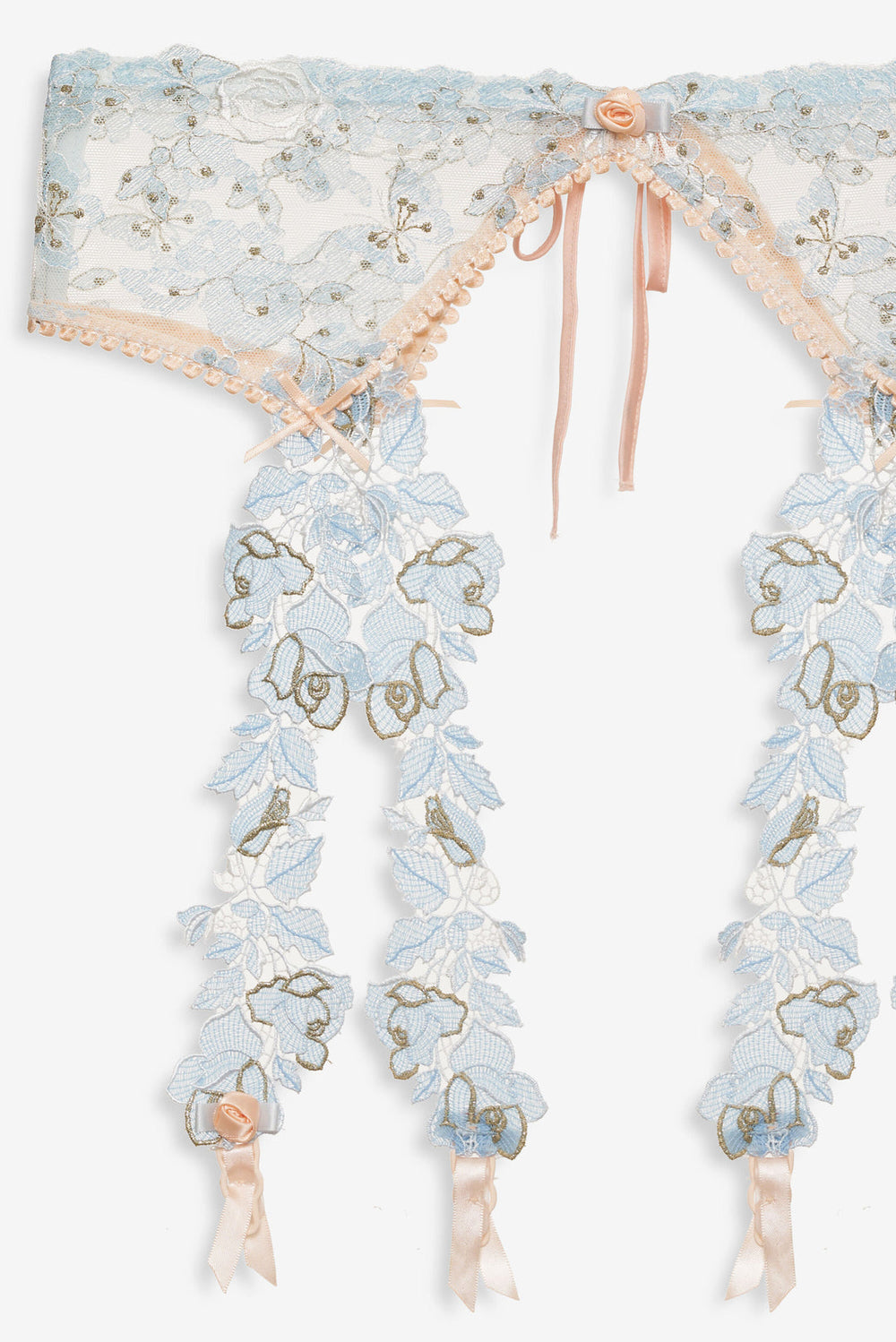 Women Winter Roses Garter Belt - Blue