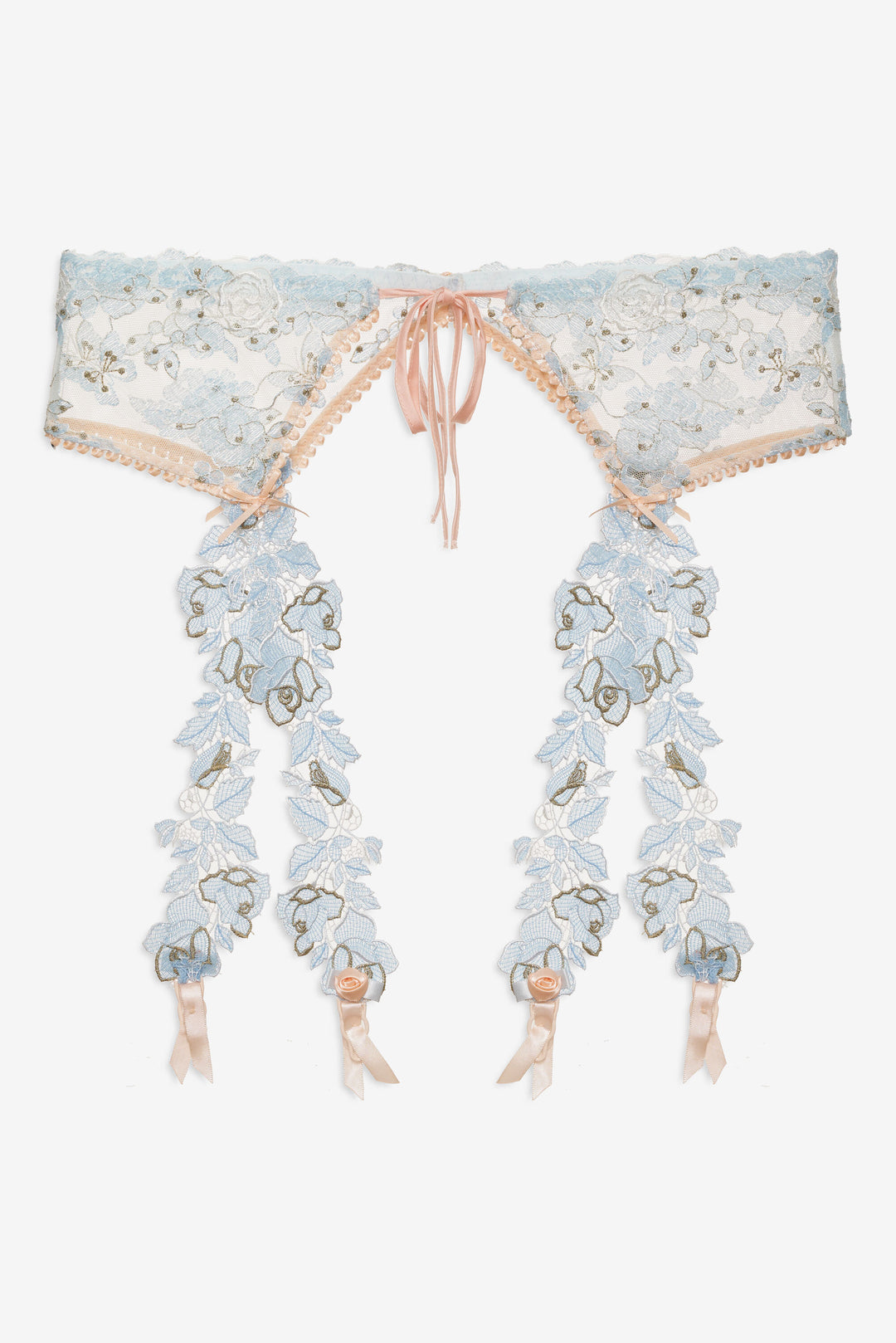 Women Winter Roses Garter Belt - Blue