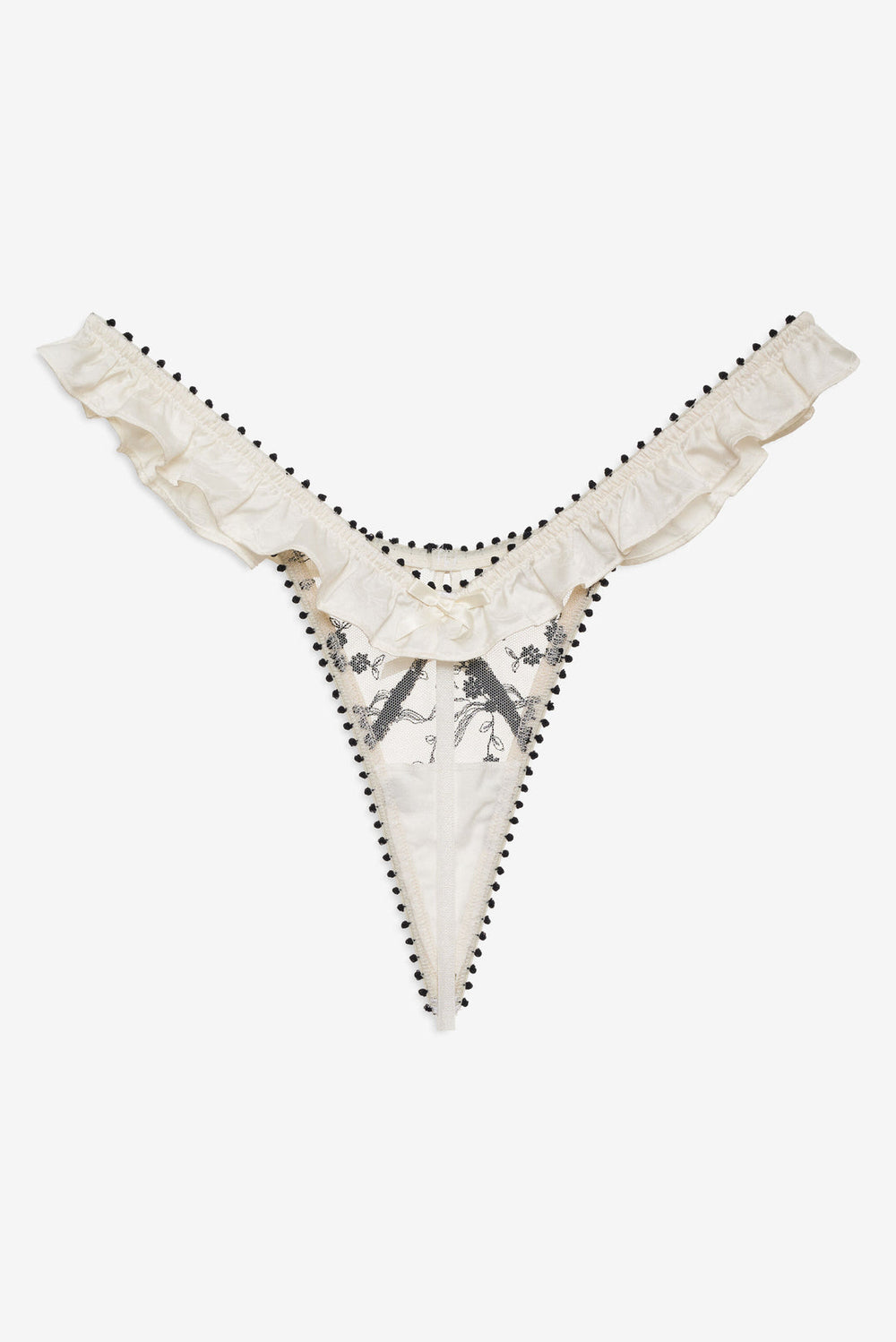 Women Bow Time Thong Panty - Cream
