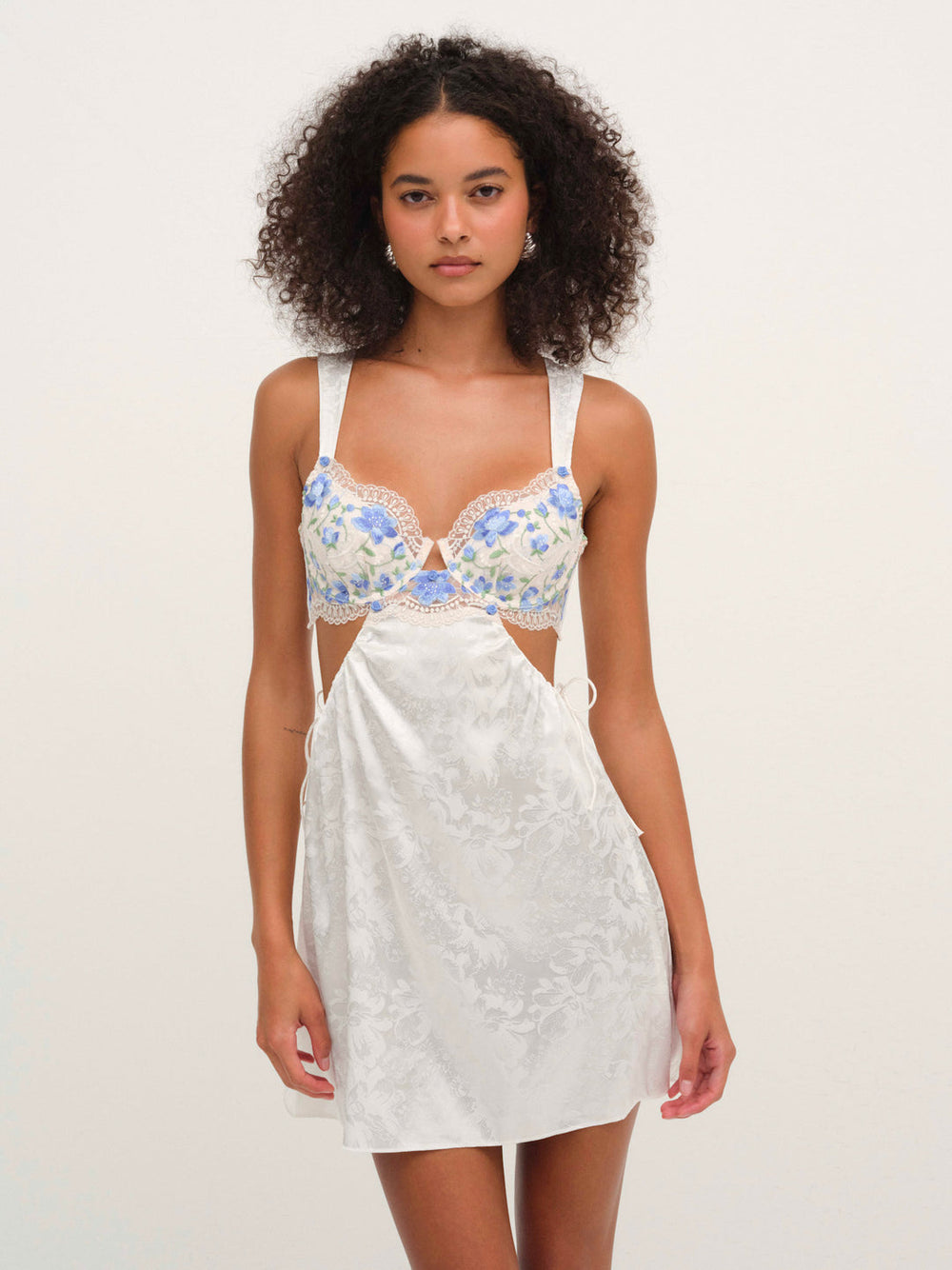 Women Festival Rose Slip Dress - Blue