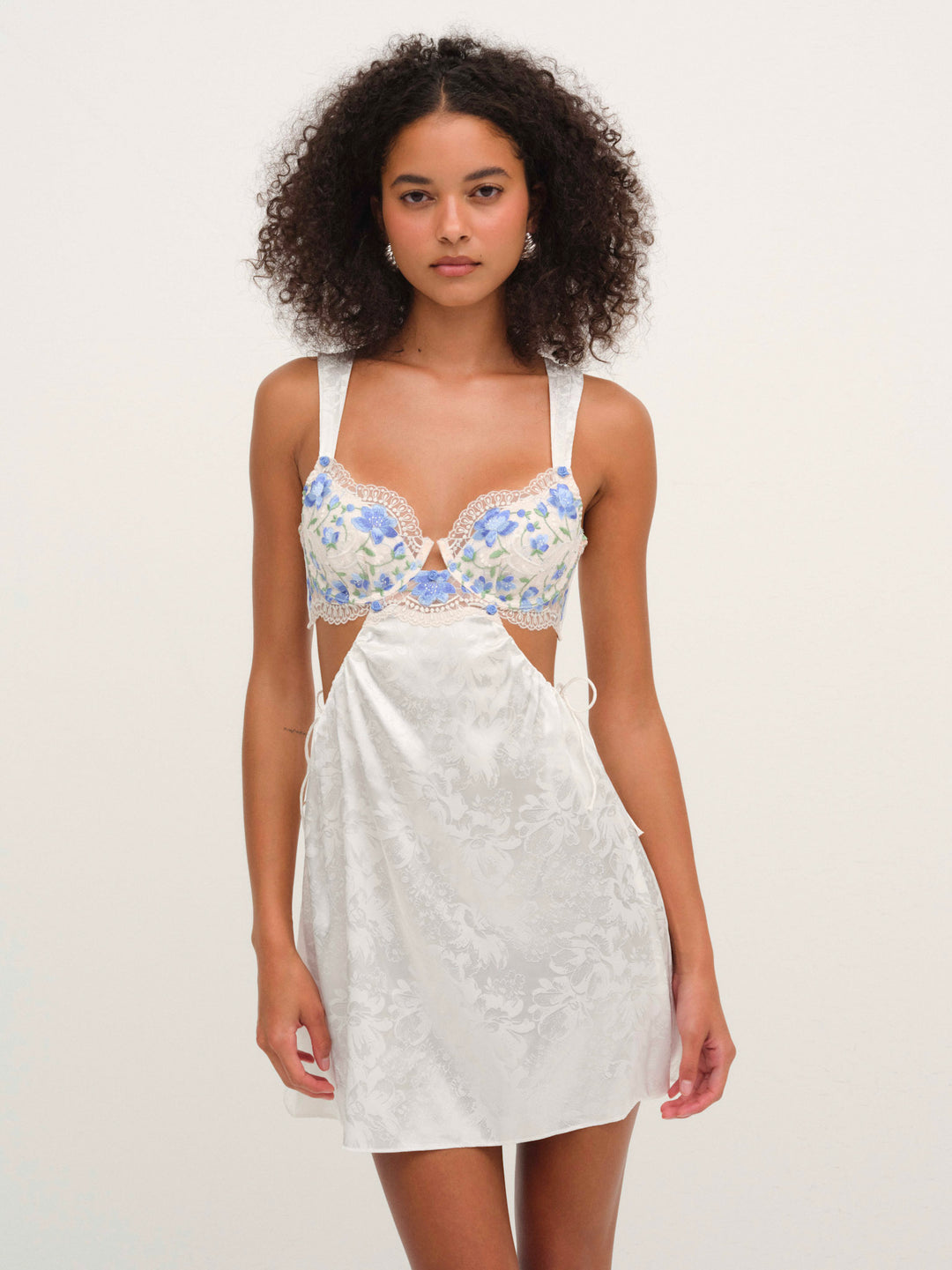 Women Festival Rose Slip Dress - Blue