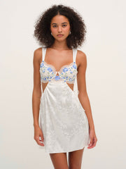 Women Festival Rose Slip Dress - Blue