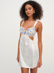 Women Festival Rose Slip Dress - Blue