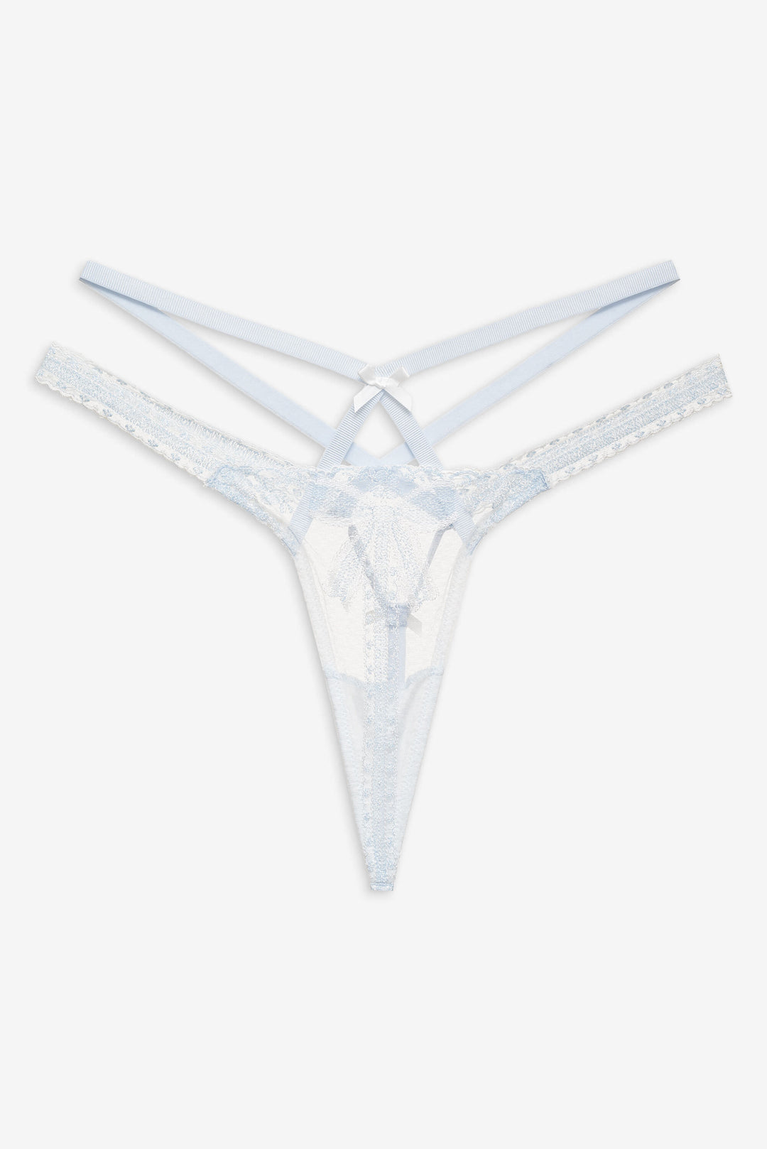 Women Blair Bow Thong Panty - Blue