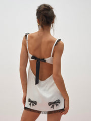 Women Bow Time Slip Dress - Cream