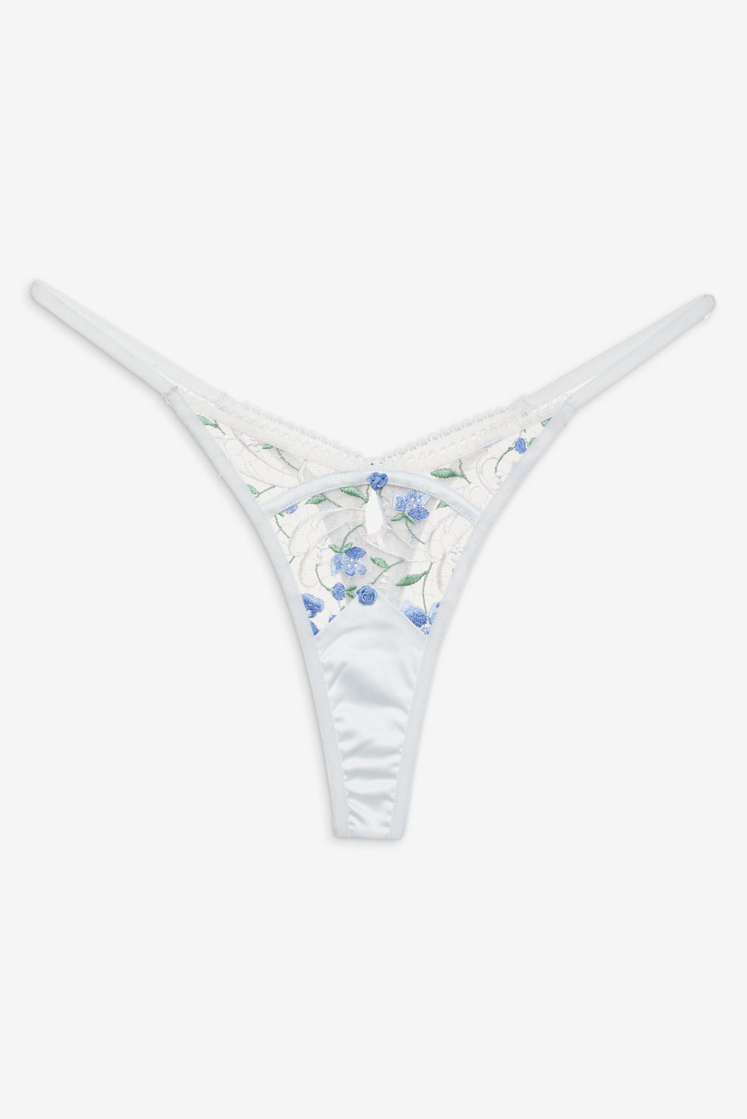 Women Festival Rose Thong Panty - Blue