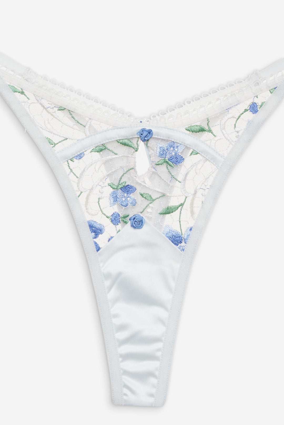 Women Festival Rose Thong Panty - Blue