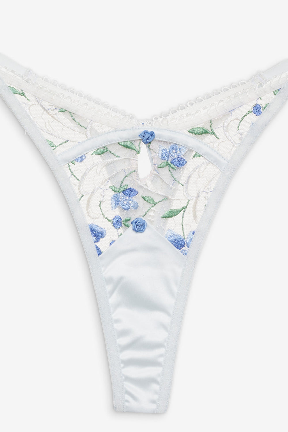 Women Festival Rose Thong Panty - Blue