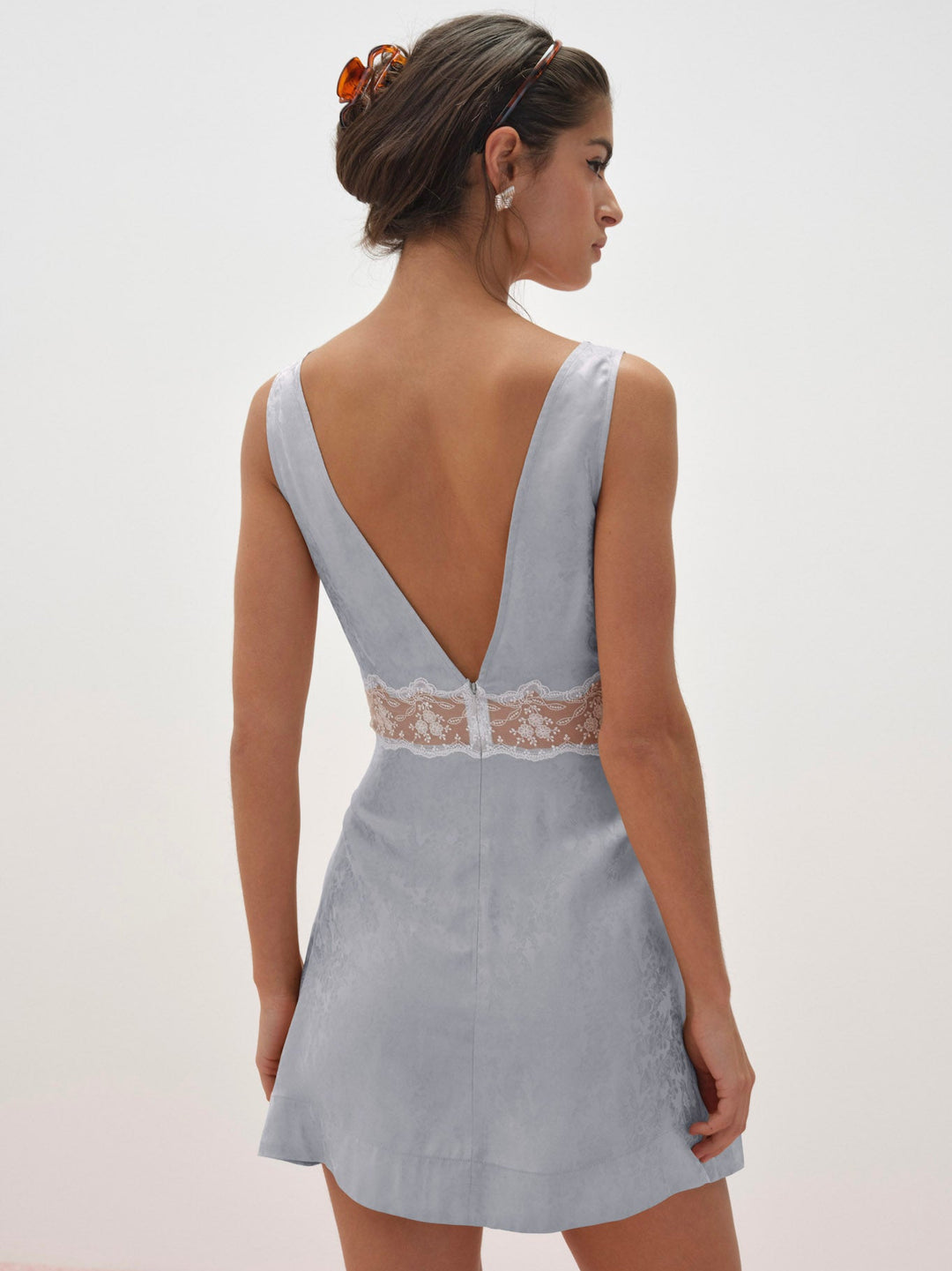 Women Bluebird Jacquard Mini Slip Dress - Dusty Blue