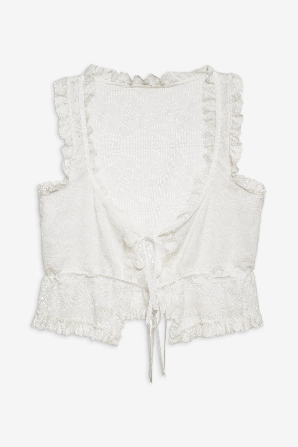 Women Antique Store Lace Top - White