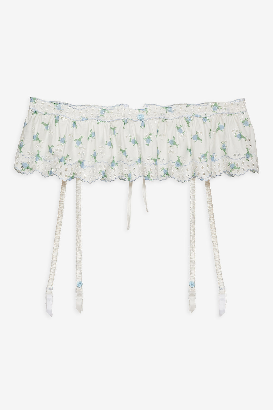 Women Budding Blossom Garter Belt - White