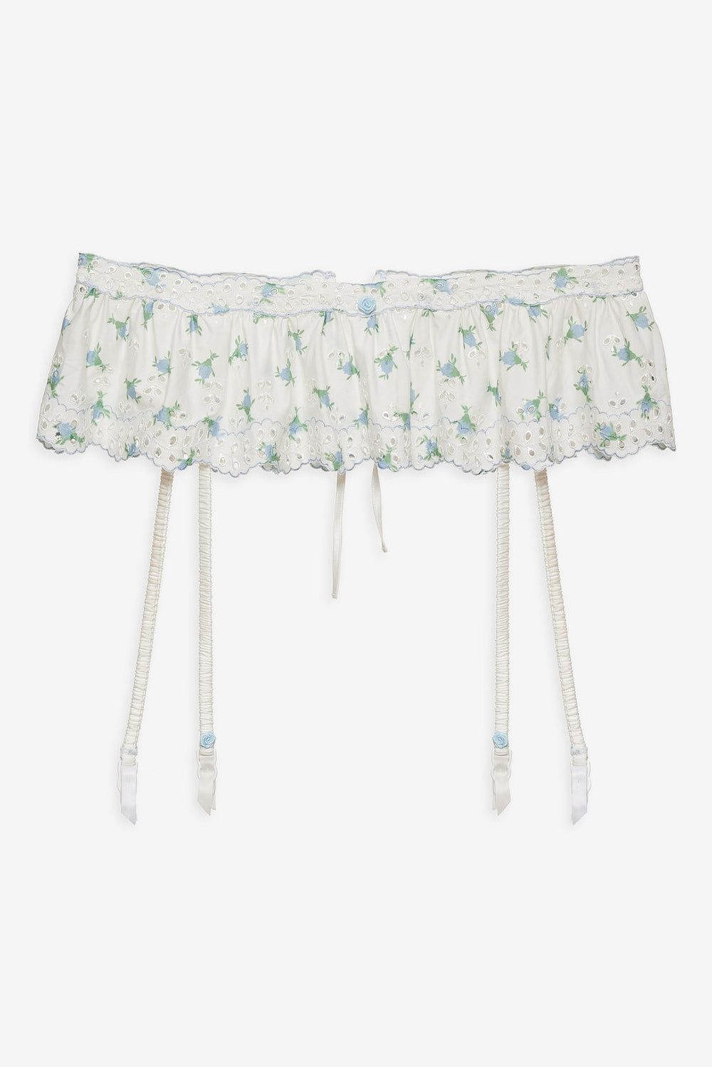 Women Budding Blossom Garter Belt - White