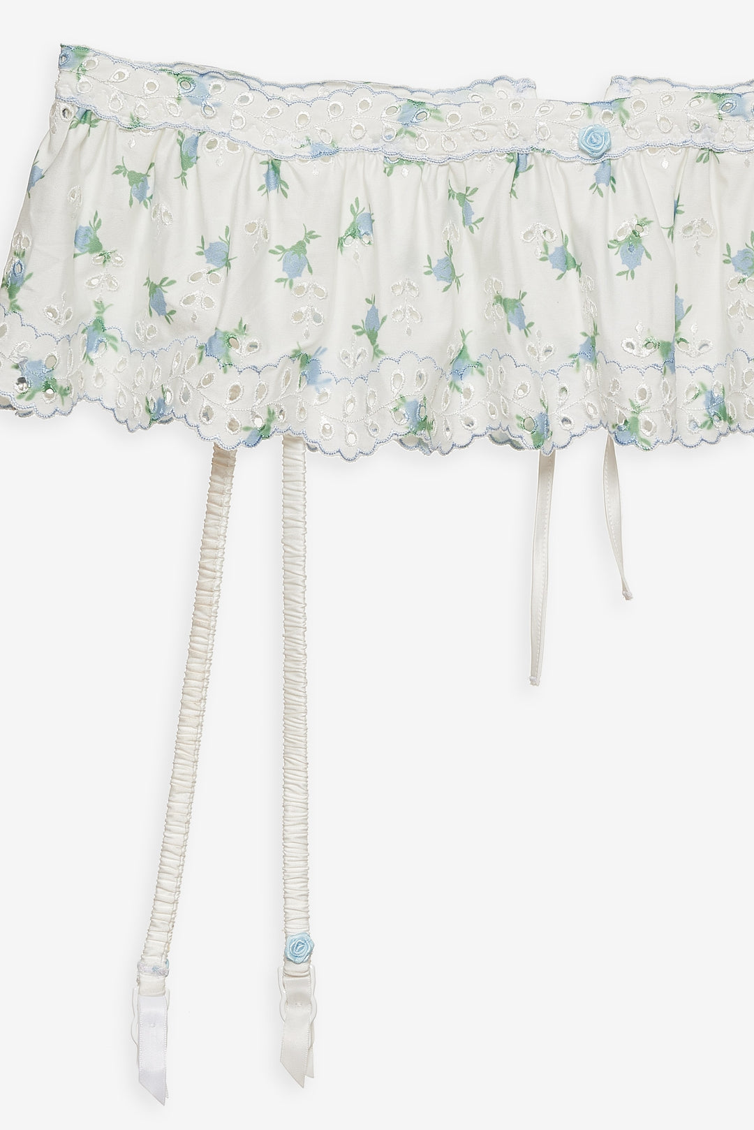 Women Budding Blossom Garter Belt - White
