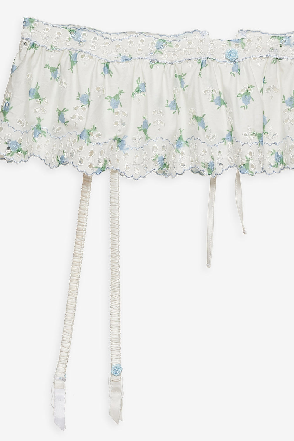 Women Budding Blossom Garter Belt - White