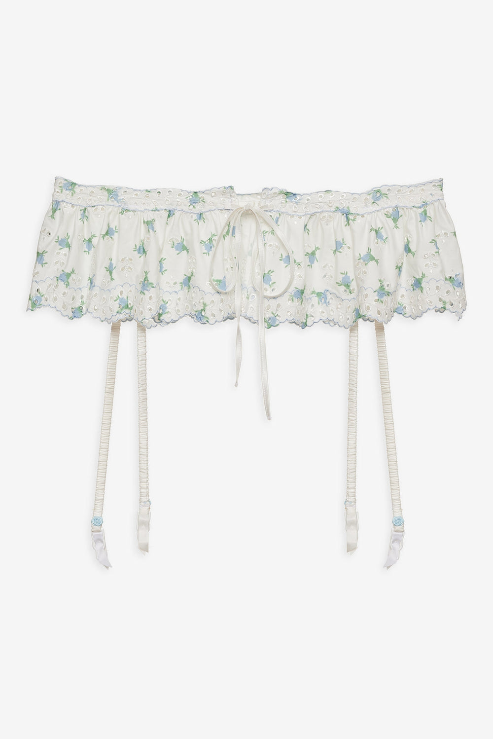 Women Budding Blossom Garter Belt - White
