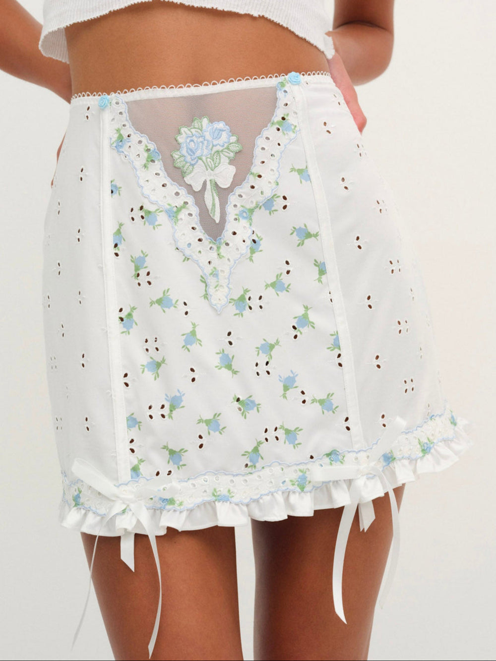 Women Budding Blossom Garter Skirt - White