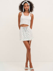 Women Budding Blossom Garter Skirt - White