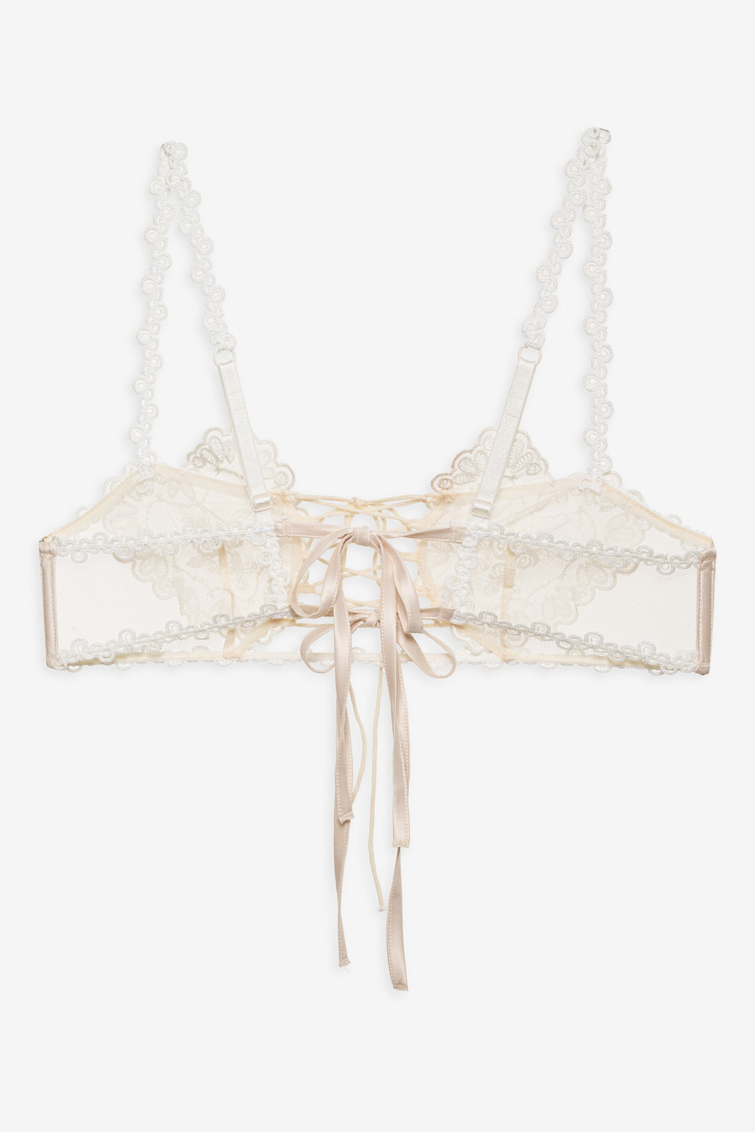 Women Vintage Embroidery Bra - White
