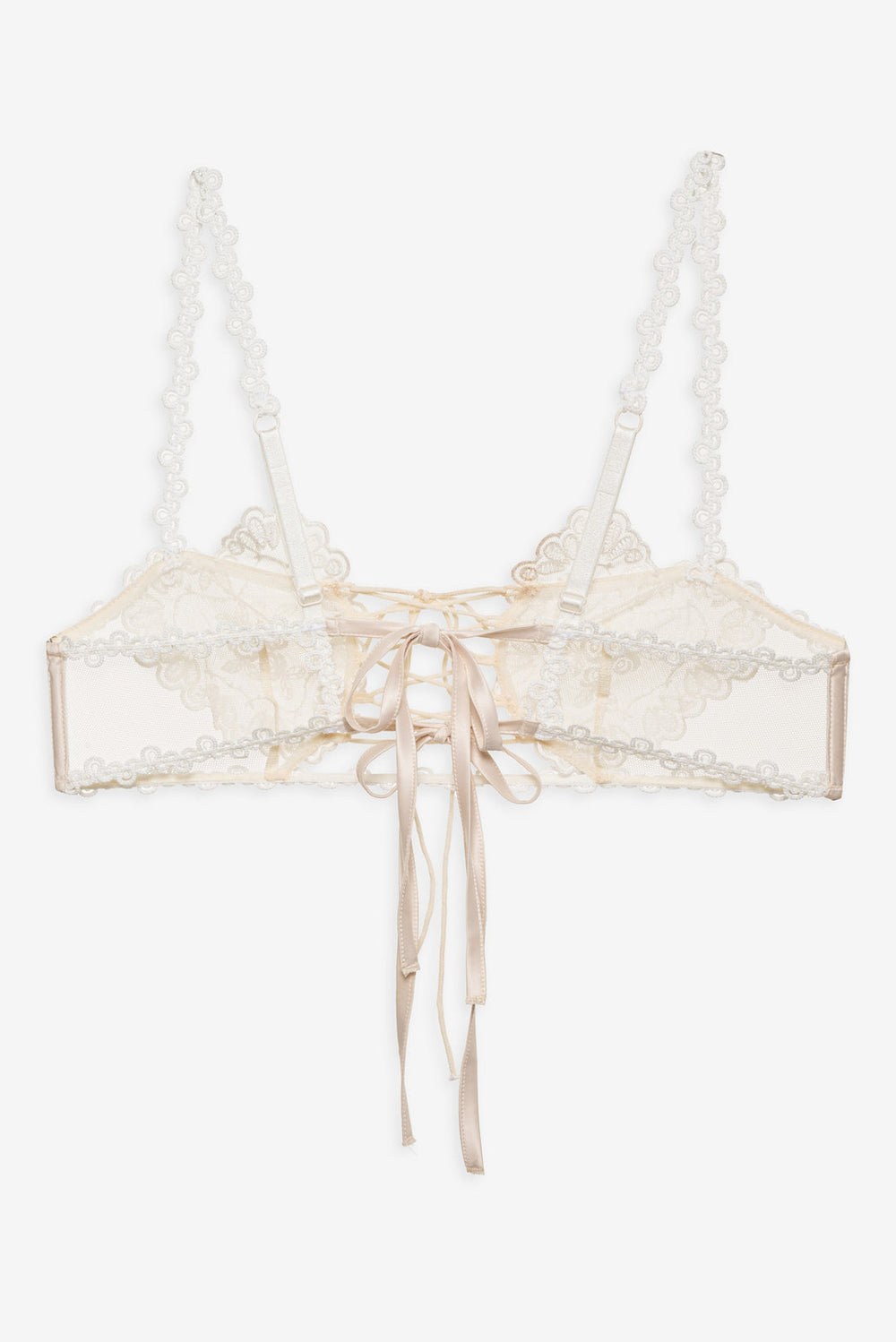 Women Vintage Embroidery Bra - White