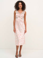 Women Audrey Jacquard Midi Slip - Peach