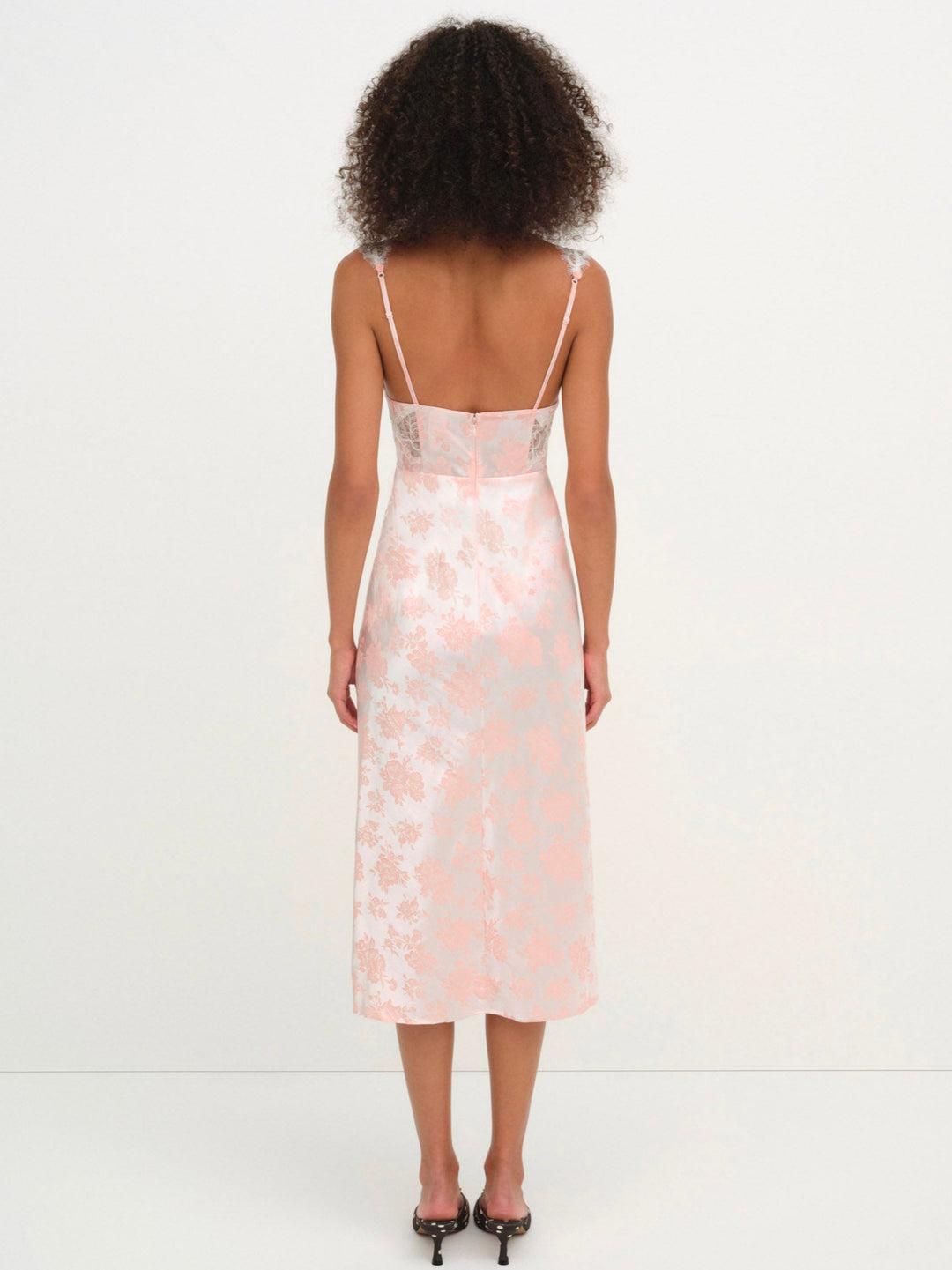 Women Audrey Jacquard Midi Slip - Peach