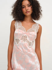 Women Audrey Jacquard Midi Slip - Peach