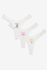 Women Bachelorette Thong Panty Pack - White