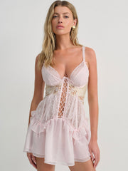 Women Flyaway Bow Slip Dress - Pink