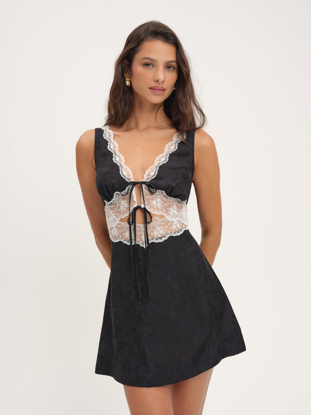 Women Bluebird Jacquard Mini Slip Dress - Black