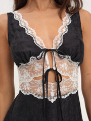 Women Bluebird Jacquard Mini Slip Dress - Black