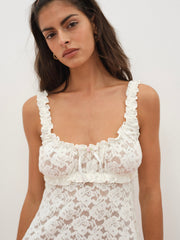 Women Cloud Lace Slip Dress - White