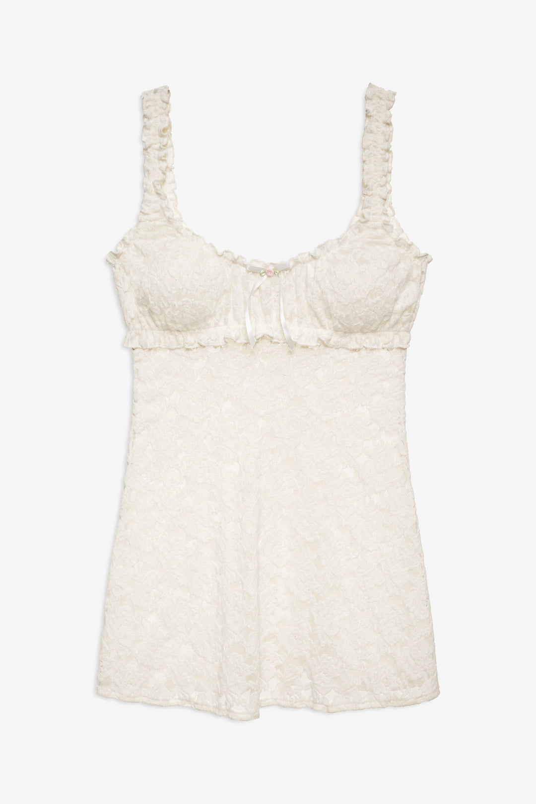 Women Cloud Lace Slip Dress - White