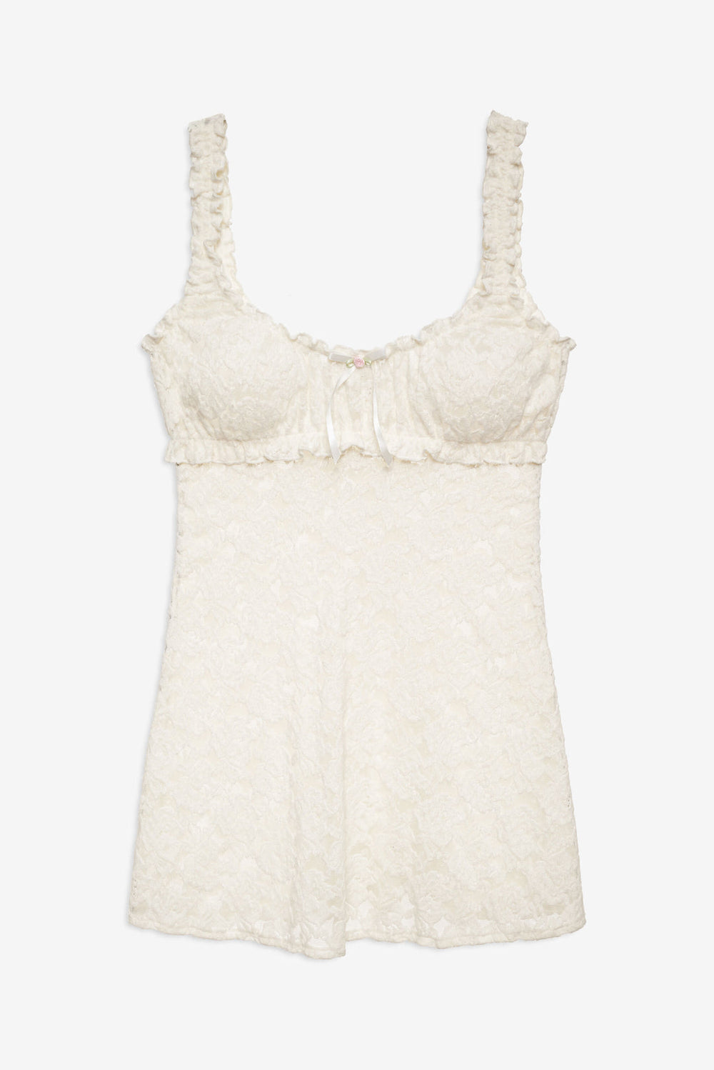 Women Cloud Lace Slip Dress - White