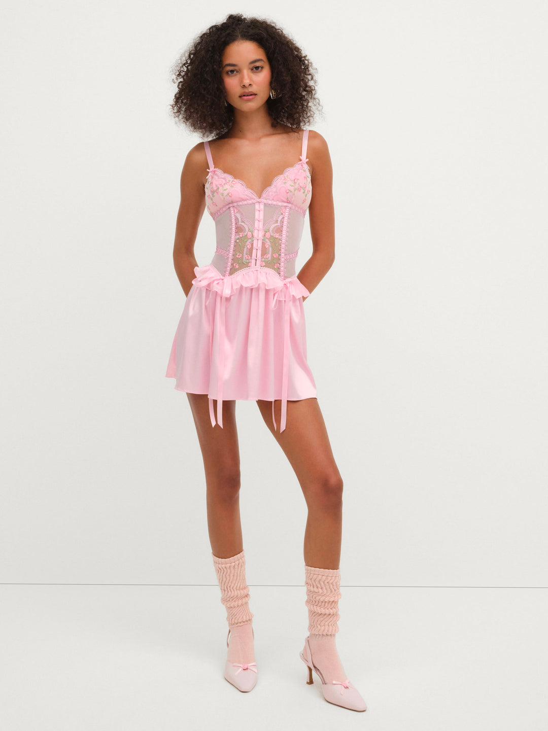 Women Ily Embroidered Slip Dress - Pink