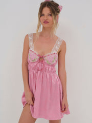 Women Rose Milk Eyelet Slip Dress - Pink