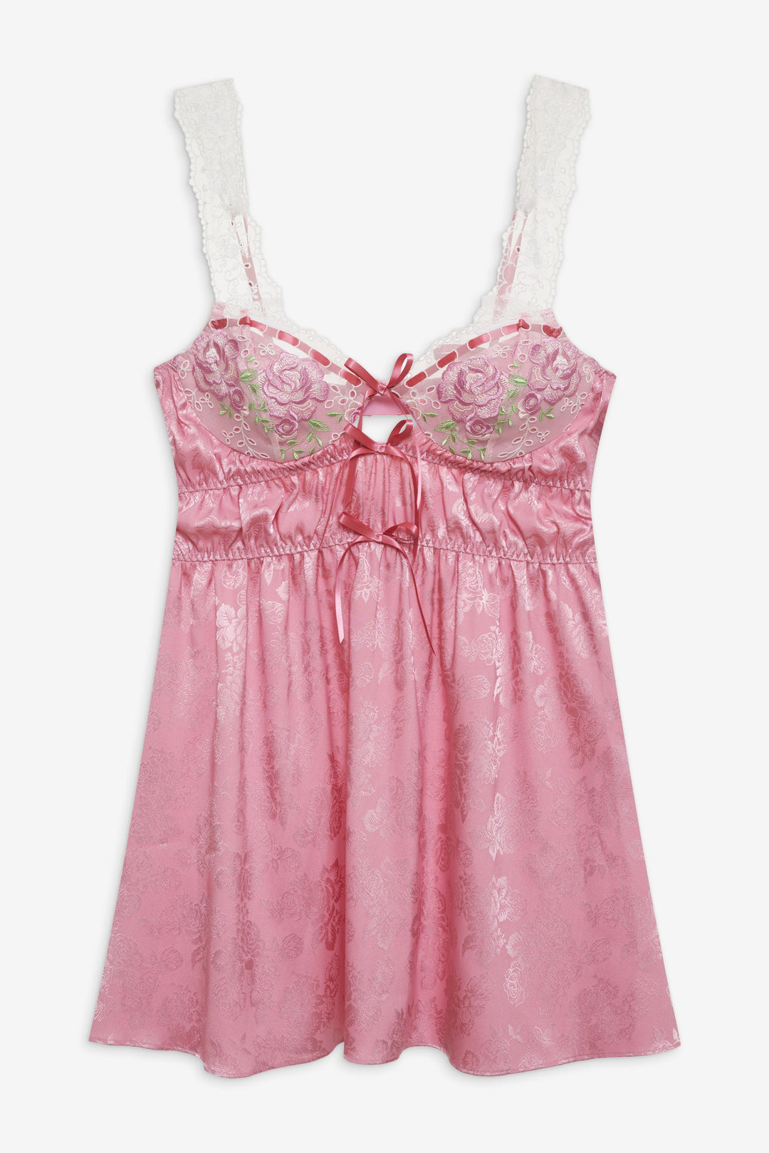 Women Rose Milk Eyelet Slip Dress - Pink