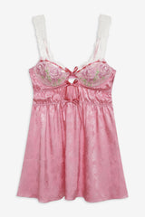 Women Rose Milk Eyelet Slip Dress - Pink