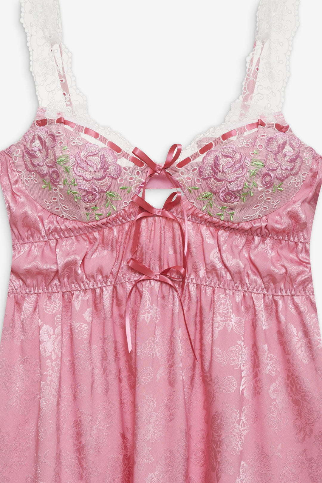 Women Rose Milk Eyelet Slip Dress - Pink