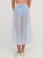 Women Dainty Doily Midi Skirt - Blue