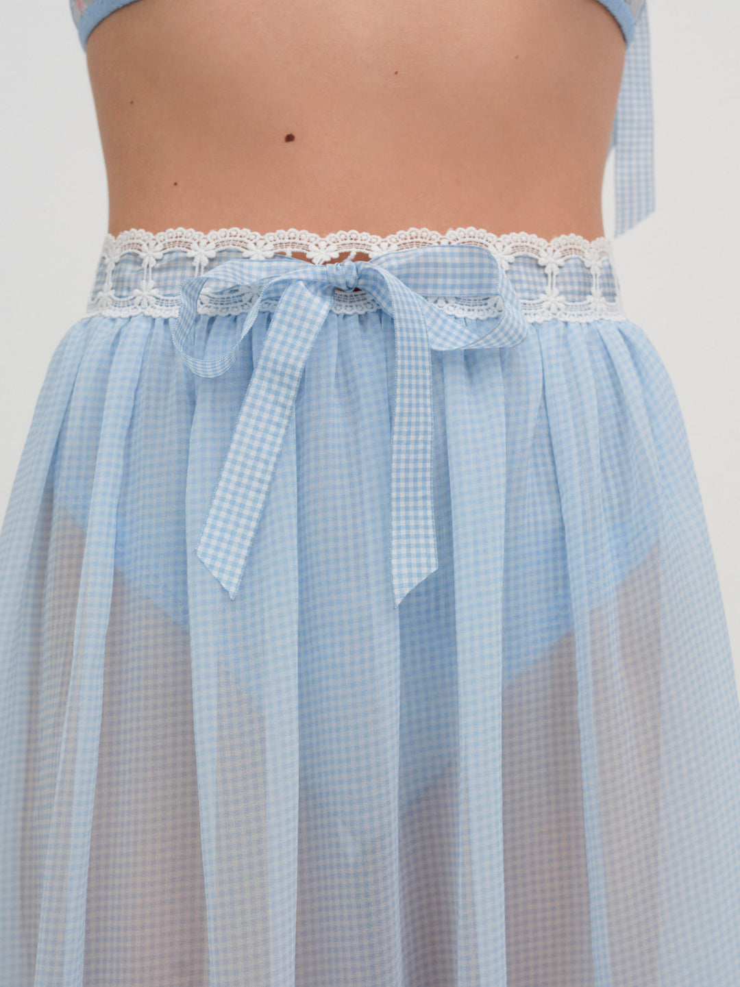Women Dainty Doily Midi Skirt - Blue