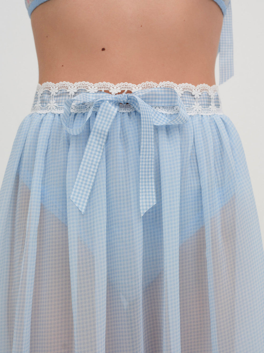 Women Dainty Doily Midi Skirt - Blue