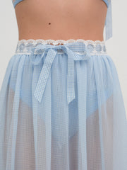 Women Dainty Doily Midi Skirt - Blue