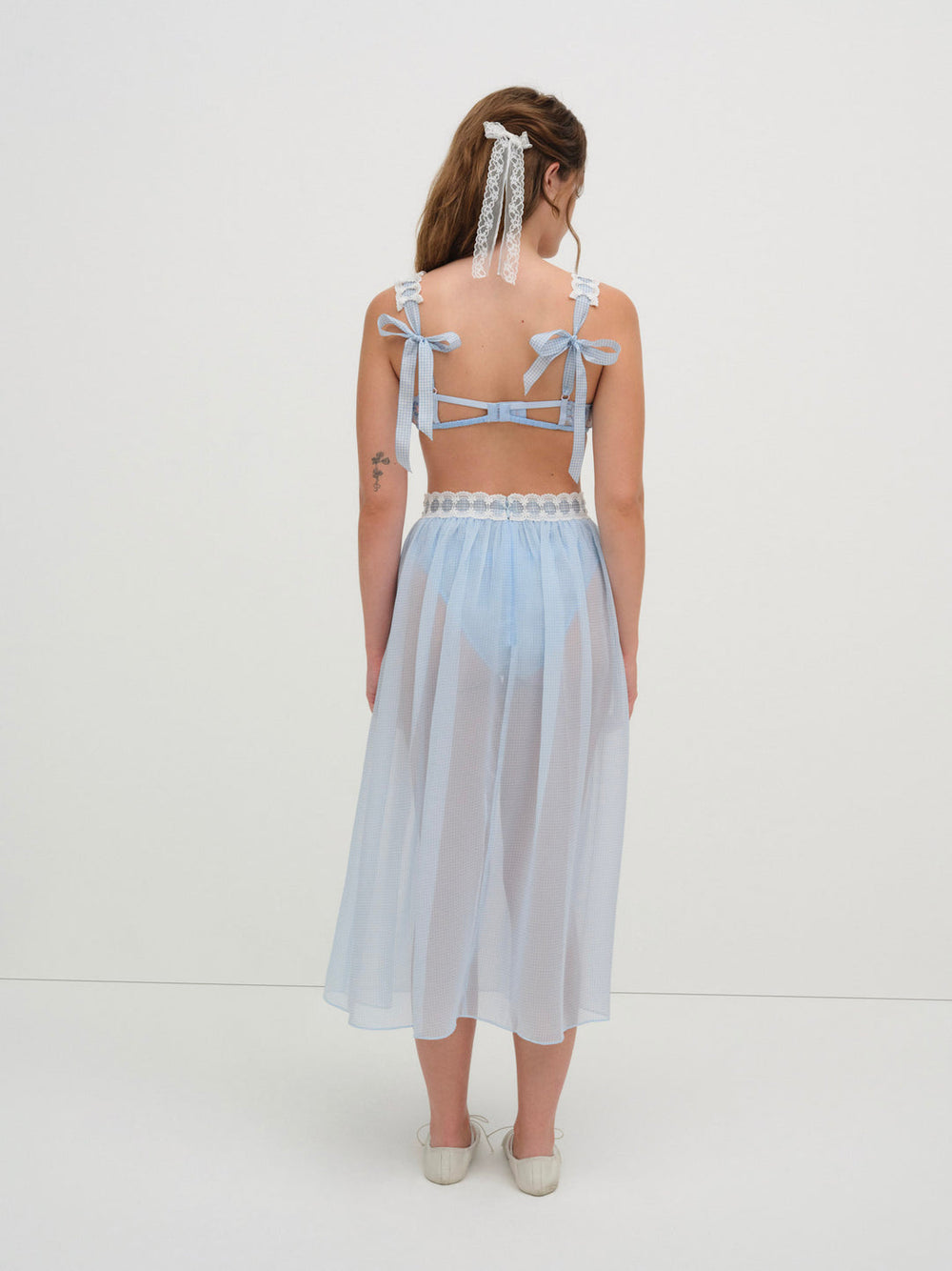 Women Dainty Doily Midi Skirt - Blue