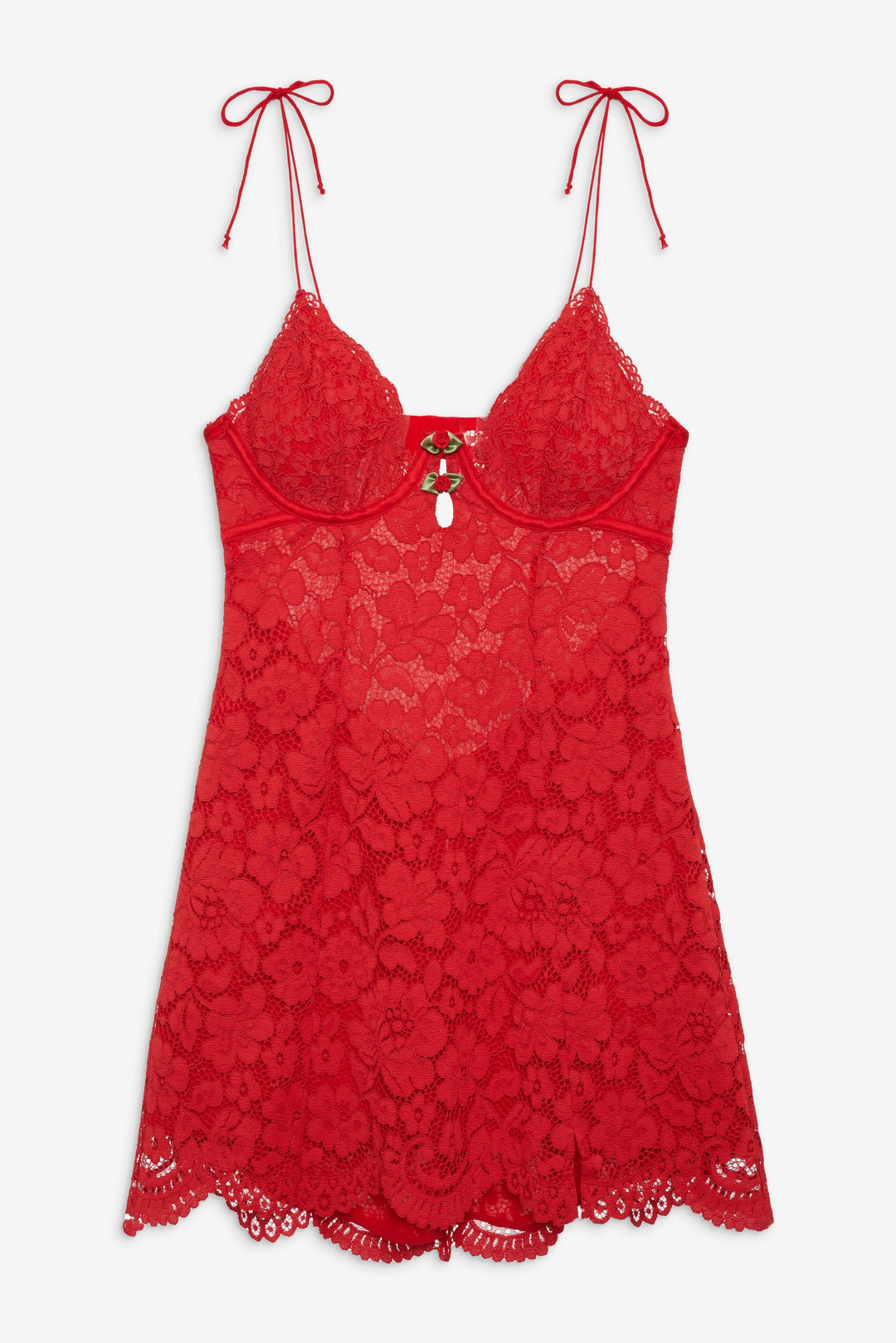 Women Creamsicle Lace Slip Dress - Red